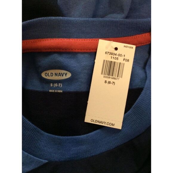 OLD Navy Strip Short Sleeve Tee Small 6-7 Blue And Navy - Picture 3 of 3